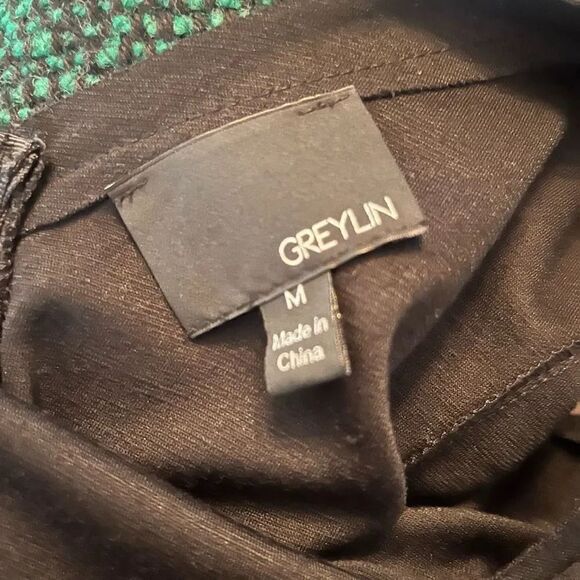 Greylin Womens Black and Green Wool Peplum Dress Size Medium - Picture 4 of 4